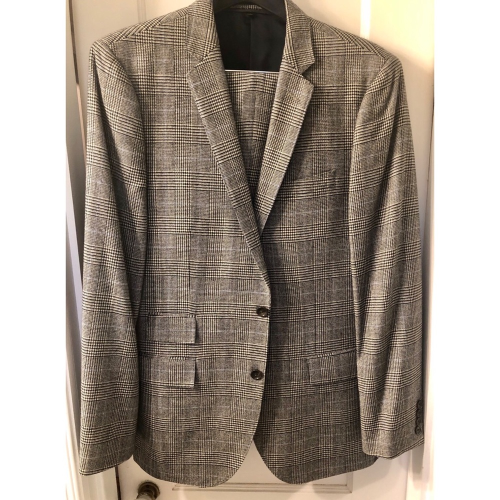 J Crew Mens Ludlow Gray Glen Plaid Wool Suit Jacket